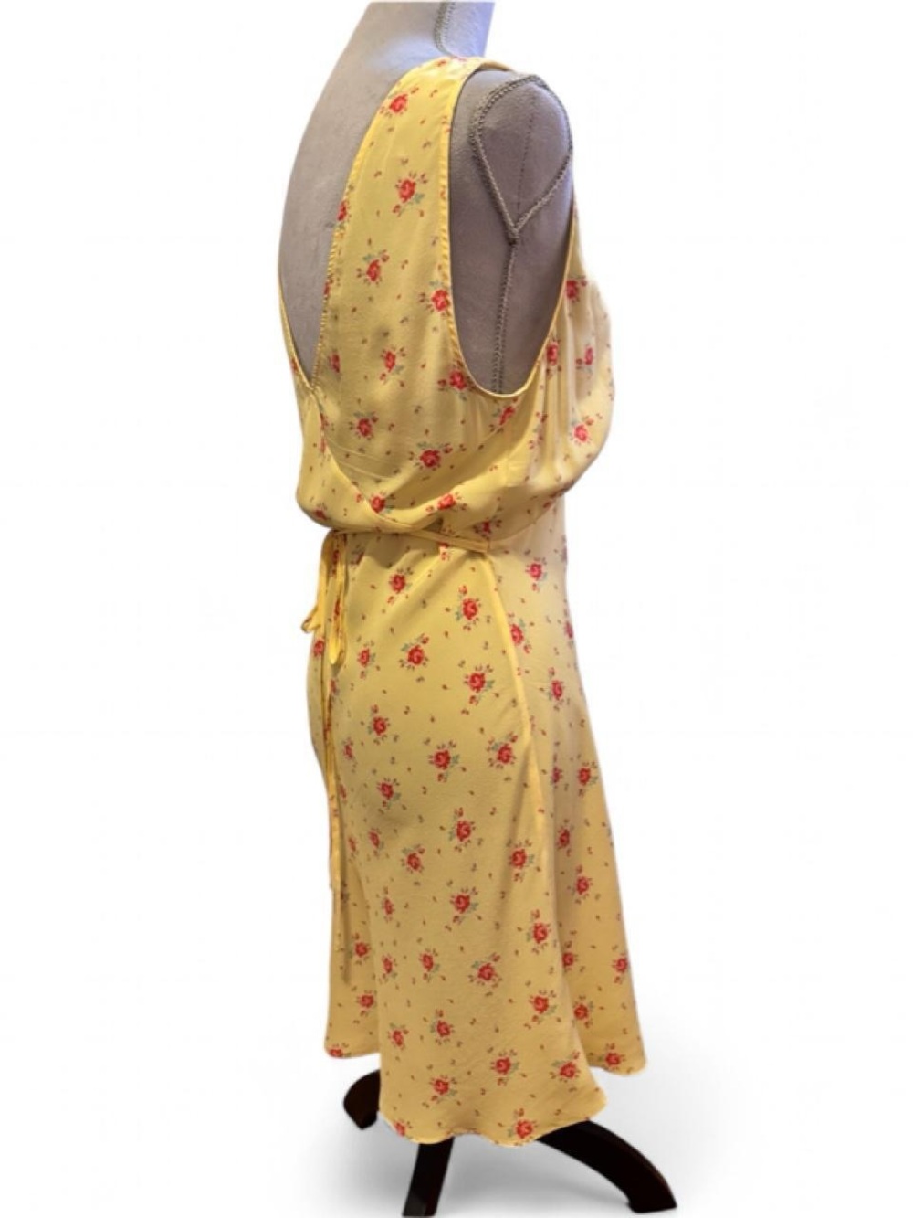 Realisation Par Isabelli 100% silk Yellow Floral V-Neck Sundress L - Picture 3 of 8